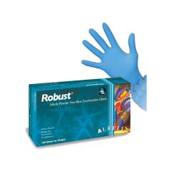 Aurelia Robust Blue Powder-Free Micro-Textured Nitrile Gloves - Exam Grade