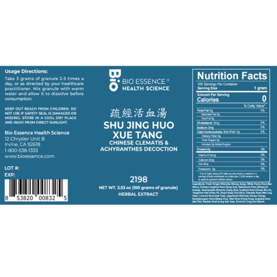 Bio Essence Shu Jing Huo Xue Tang - Granules 100g | Lhasa OMS